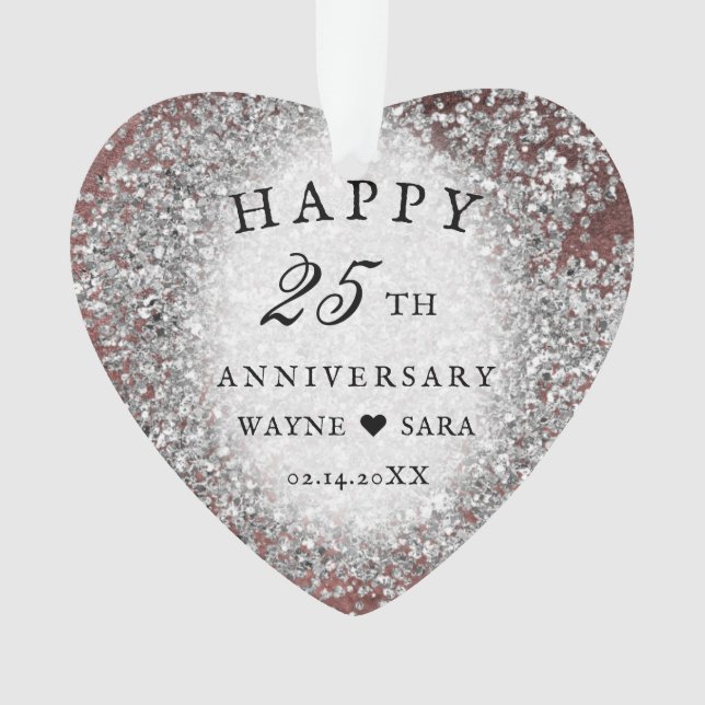 25th Silver Wedding Anniversary Ornament (Front)