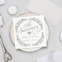 25th Silver Wedding Anniversary Paper Napkins
