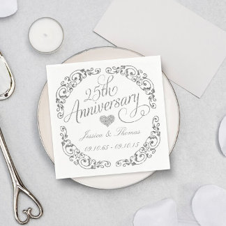 25th Silver Wedding Anniversary Paper Napkins