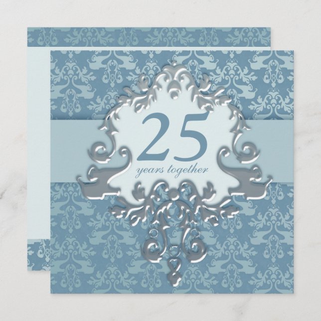 25th Silver Wedding Anniversary party invitation (Front/Back)
