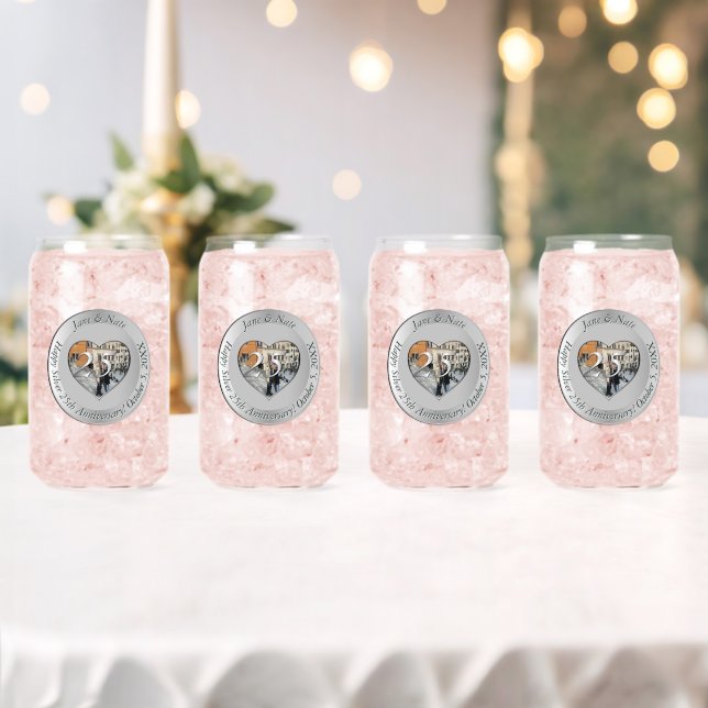 25th Silver Wedding Anniversary + Photo Can Glass (Insitu (Wedding))