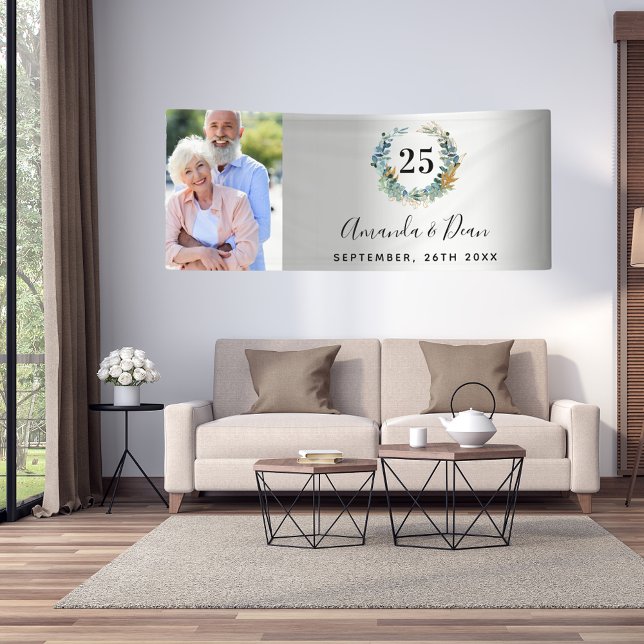 25th silver wedding anniversary photo ecalyptus banner (Creator Uploaded)