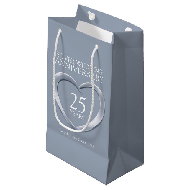 25th silver wedding anniversary photo gift bag (Front Angled)