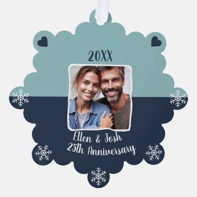 25th Silver Wedding Anniversary Photo Keepsake Tree Decoration Card (Front)