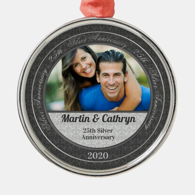 25th Silver Wedding Anniversary | Photo Ornament (Front)