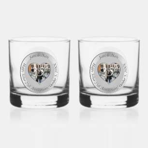 25th Silver Wedding Anniversary + Photo Whiskey Glass
