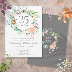 25th Silver Wedding Anniversary Roses Garland  Invitation