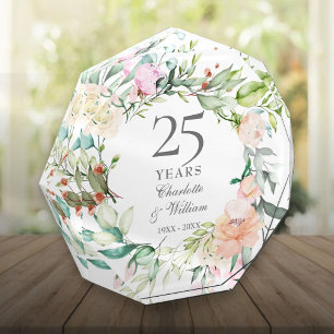 25th Silver Wedding Anniversary Roses Garland Photo Block