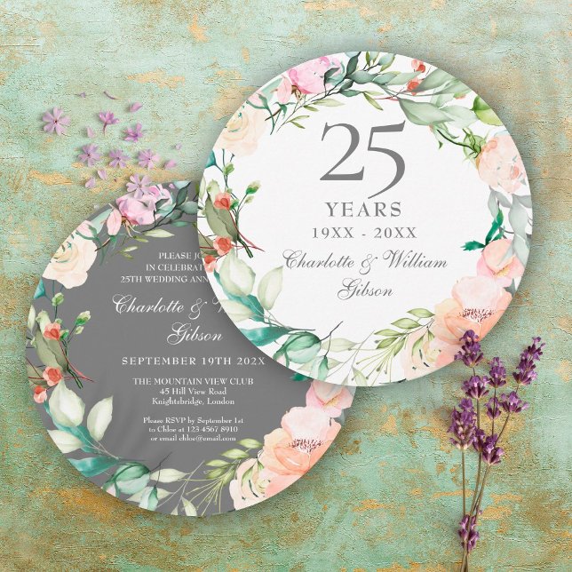 25th Silver Wedding Anniversary Roses Watercolor Invitation (Creator Uploaded)
