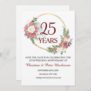25th Silver Wedding Anniversary Save The Date
