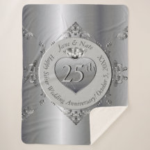 25th Silver Wedding Anniversary Sherpa Blanket