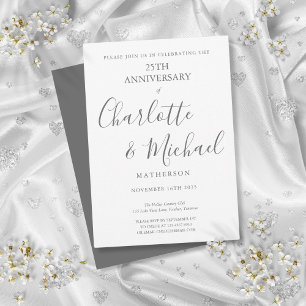25th Silver Wedding Anniversary Signature Script Invitation