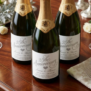 25th Silver Wedding Anniversary Sparkling Wine Label