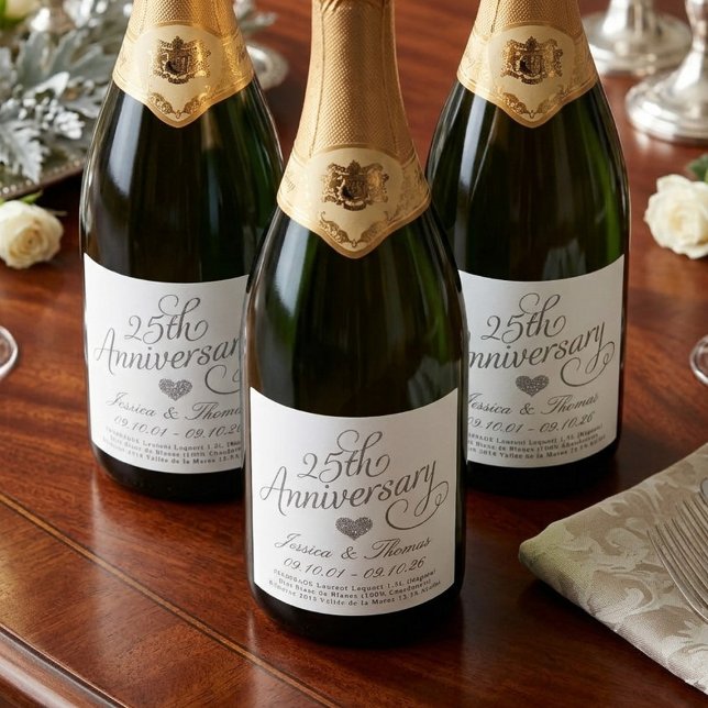 25th Silver Wedding Anniversary Sparkling Wine Label (Creator Uploaded)