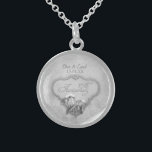 25th Silver Wedding Anniversary Sterling Silver Necklace<br><div class="desc">Silver grey Calla Lily keepsake sterling silver necklace with floral damask background for a 25th wedding anniversary. Elegant silver banner is accented with two Calla Lilies and has text art saying 25th Anniversary in ornate script. Upper text is ready for you to customise with names and anniversary dates.</div>