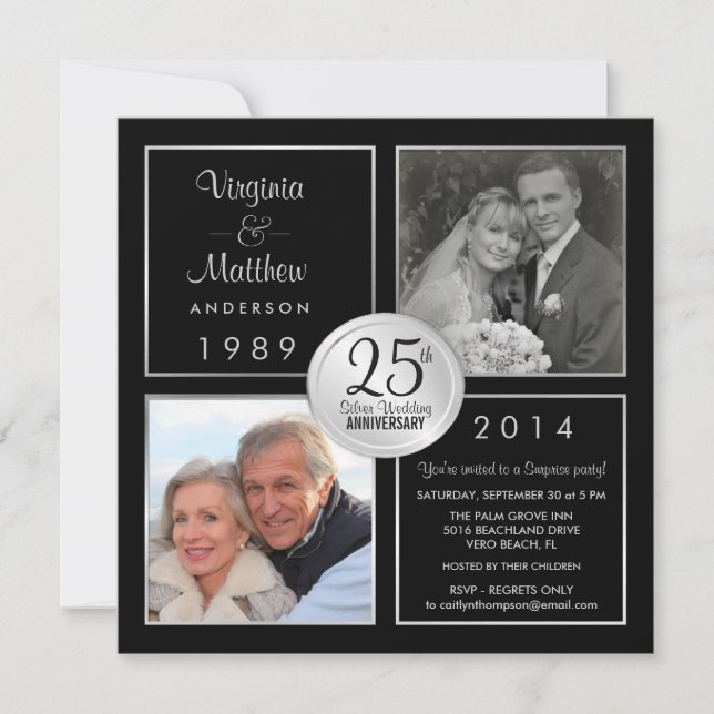 25th Silver Wedding Anniversary Surprise Party Invitation (Front)