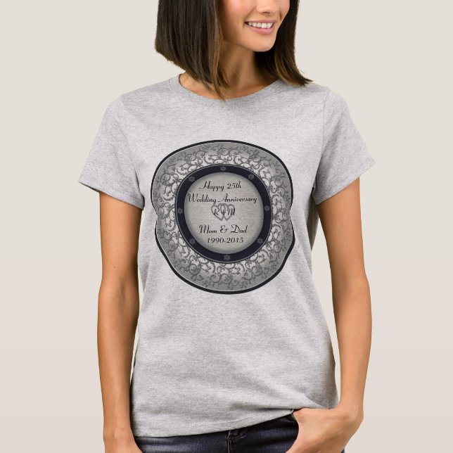 25th Silver Wedding Anniversary T-Shirt (Front)