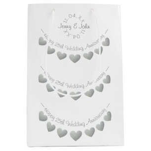 25th Silver Wedding Anniversary white Medium Gift Bag