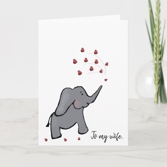 25th silver wedding anniversary wife elephant card (Front)