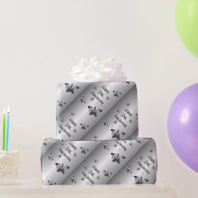 25th Silver Wedding Anniversary Wrapping Paper (Party Gifts)