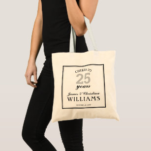 25th SilverWedding Anniversary Cheers to 25 Years  Tote Bag