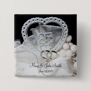25th Wedding Anniversary 15 Cm Square Badge