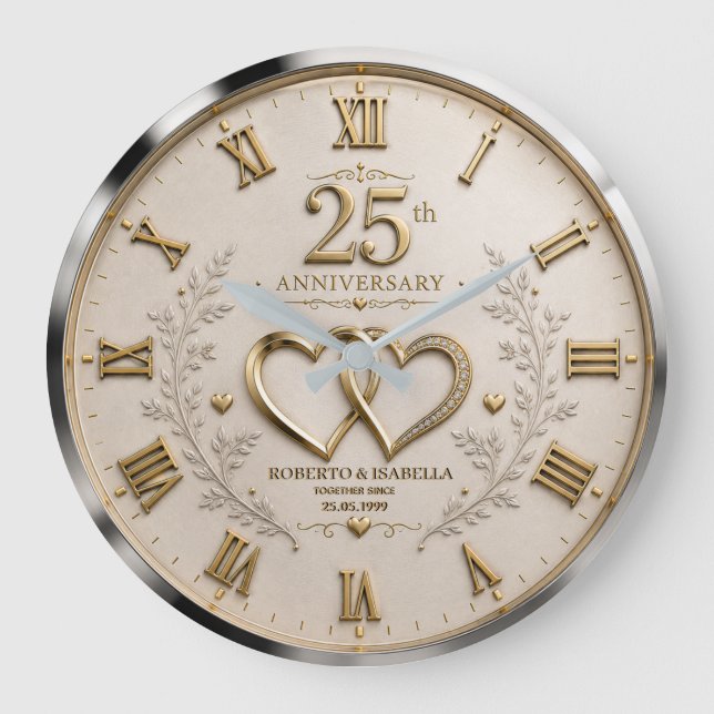 25th wedding anniversary 25 years anniversary large clock (Front)