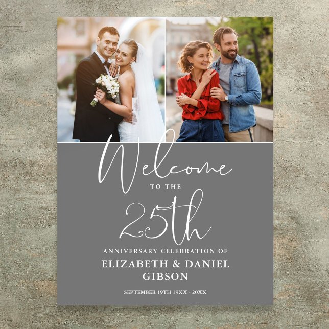 25th Wedding Anniversary 2 Photo Welcome Sign (25th Wedding Anniversary 2 Photo Welcome Sign)