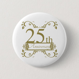 25th Wedding Anniversary 6 Cm Round Badge