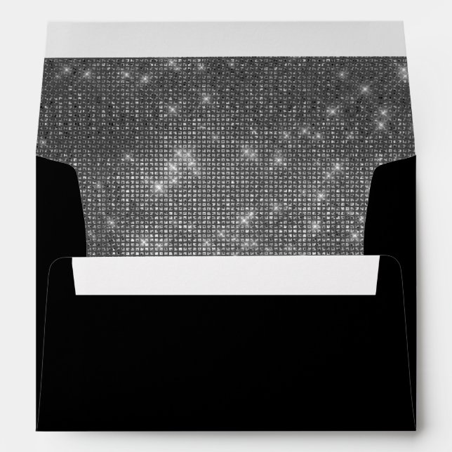 25th Wedding Anniversary Black and Silver Sparkle Envelope (Back (Bottom))