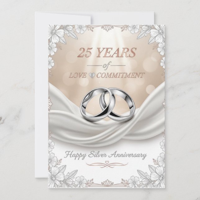 25th Wedding Anniversary Card – Silver Anniversary (Front)