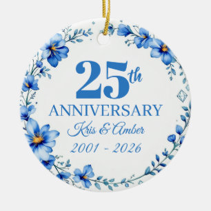 25th Wedding Anniversary  Ceramic Tree Decoration