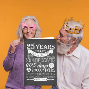 25th wedding anniversary, chalkboard, 25 years thank you card