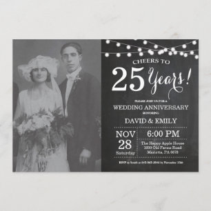 25th Wedding Anniversary Chalkboard Photo Invitation