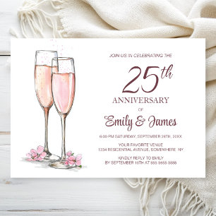 25th Wedding Anniversary Champagne Invitation
