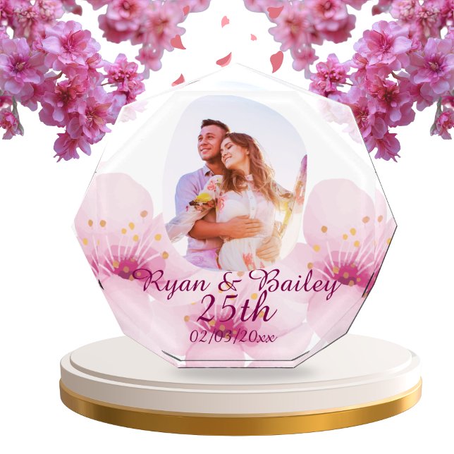 25th Wedding Anniversary Cherry Blossom Design Photo Block (Creator Uploaded)