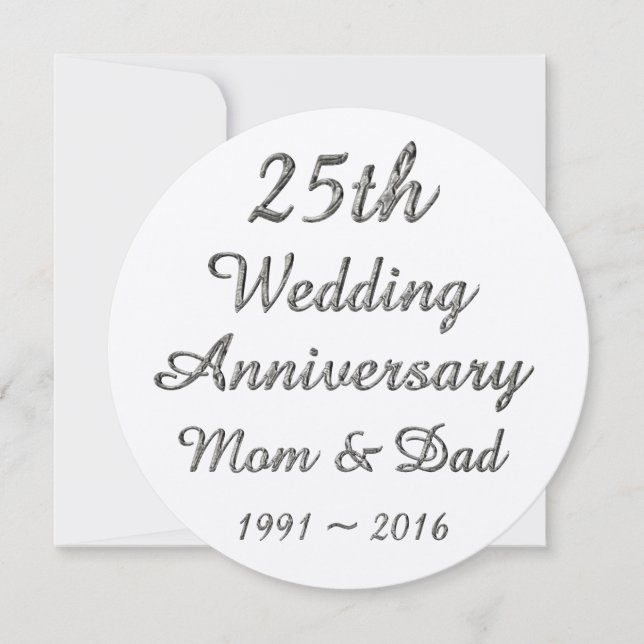 25th Wedding Anniversary Chic Silver Typography Card (Front)