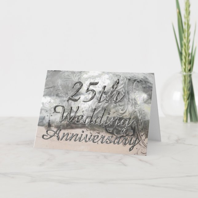 25th Wedding Anniversary Chic Silver Typography Card (Front)