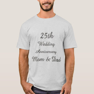 25th Wedding Anniversary Chic Silver Typography T-Shirt
