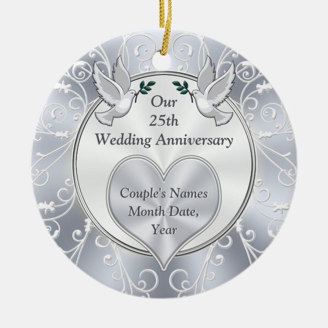 25th Wedding Anniversary Christmas Ornament (Front)