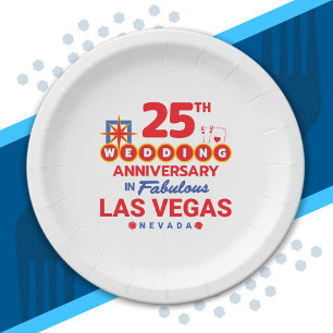 25th Wedding Anniversary Couples Las Vegas Trip Paper Plate