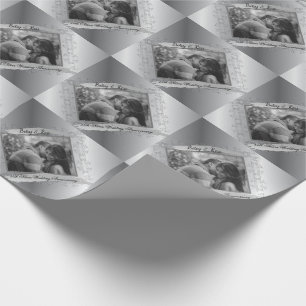25th Wedding Anniversary Custom Blck and Wht Photo Wrapping Paper