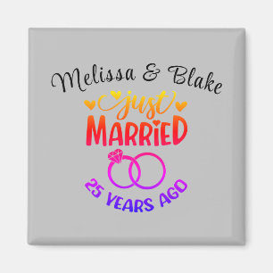 25th Wedding Anniversary Custom Names Silver  Magnet