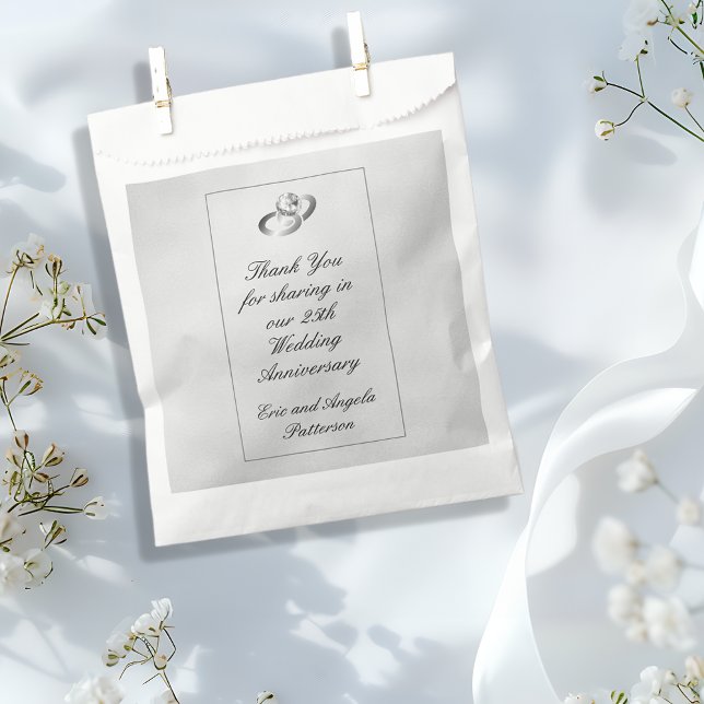 25th Wedding Anniversary Diamond Ring Thank You Favour Bags (Creator Uploaded)