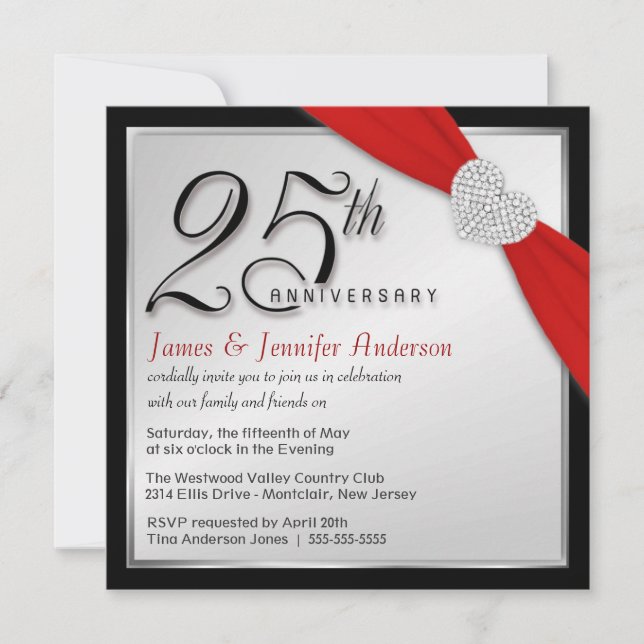 25th Wedding Anniversary - Elegant Invitations (Front)