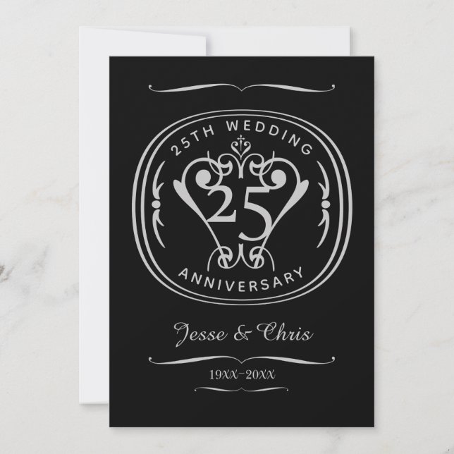 25th Wedding Anniversary Flat Greeting Card (Front)