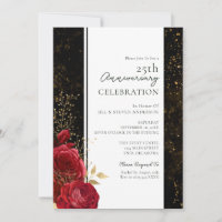 25th Wedding Anniversary Floral Budget Invitation
