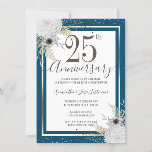 25th Wedding Anniversary Floral Invitation