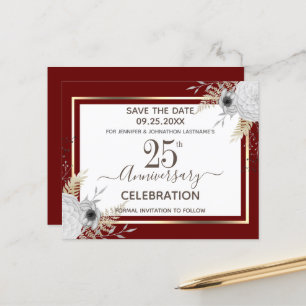 25th Wedding Anniversary Floral Save the Date
