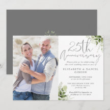 25th Wedding Anniversary Floral Silver Photo